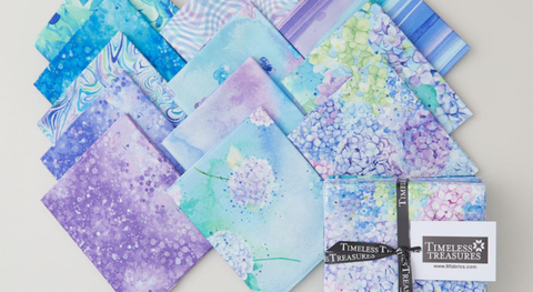 Fat quarter bundle of pastel florals and textures.