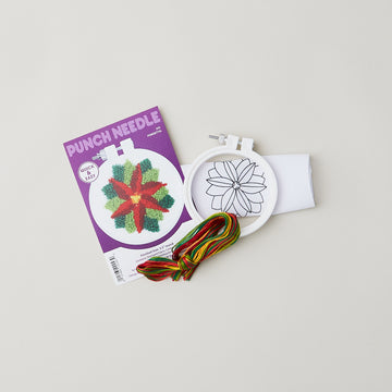 Poinsettia Punch Needle Embroidery Kit