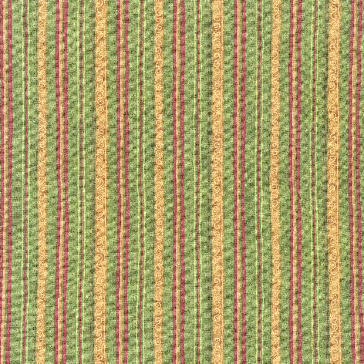 Star Of Wonder, Star Of Light - Scroll Stripe Green Yardage Primary Image