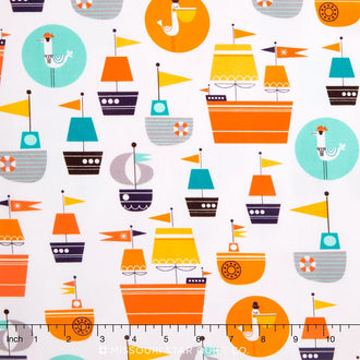 Message in a Bottle - Ocean Ships Yardage