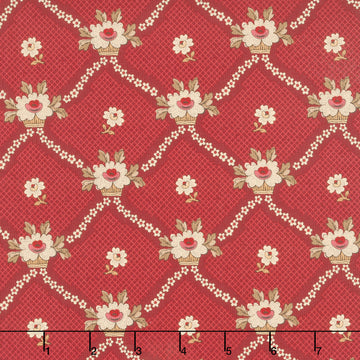 Always and Forever - Lattice Baskets Crimson Yardage