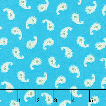 Whimsy - Petite Paisley Turquoise Yardage