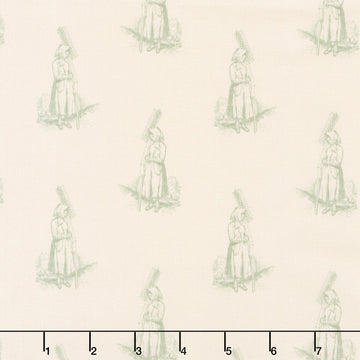 Laundry Line - Farmer's Daughter Cream Green Yardage
