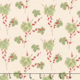 Jingle Bell - Leaves and Berries Buttercream Yardage