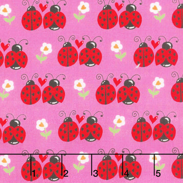 Little Ladies - Flutter Friends Hot Pink Yardage