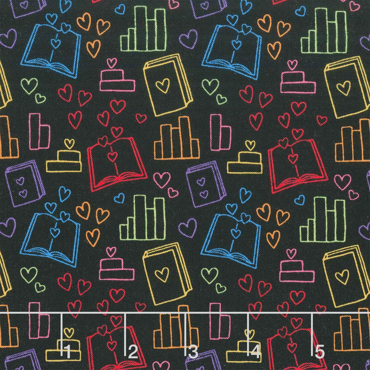Back to School - Book Lover Black Yardage