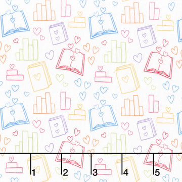 Back to School - Book Lover White Yardage