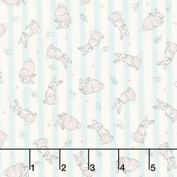 Little Ones - Bunnies Teal Yardage