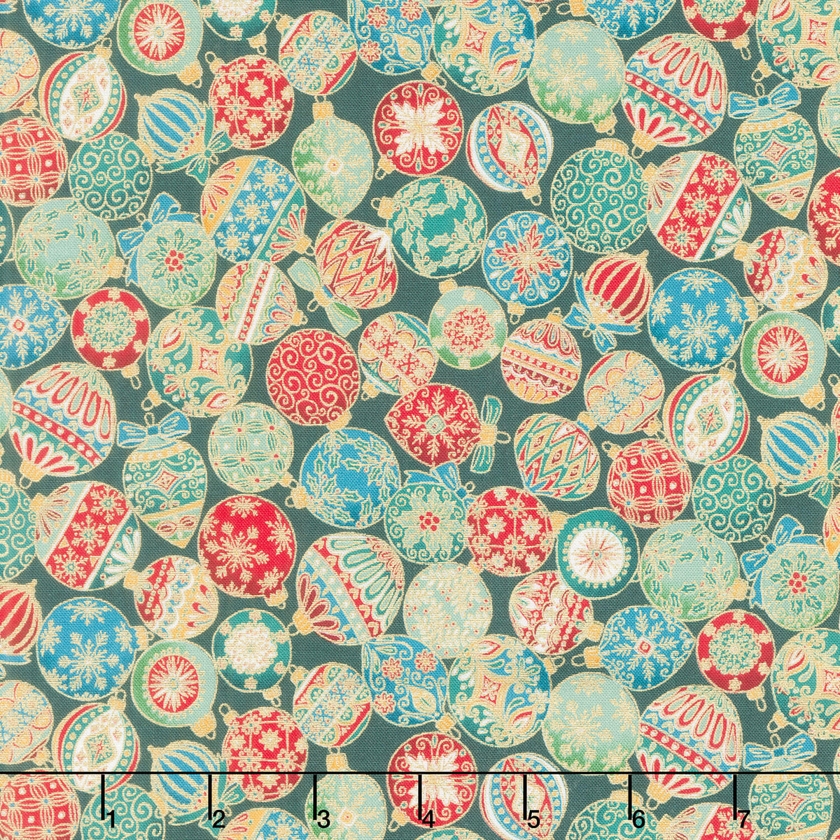 Adorn - Ornament Green Metallic Yardage