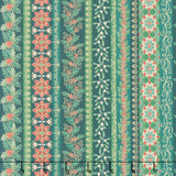 Adorn - Garland Stripe Green Metallic Yardage