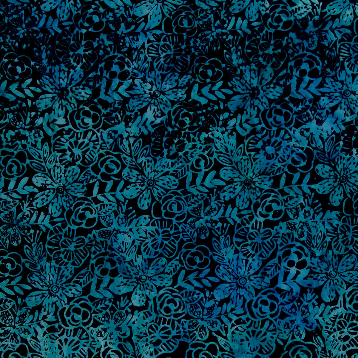 Grandeur Batiks - Etched Floral Black Yardage