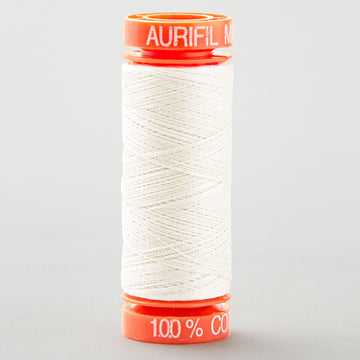 Aurifil 50 WT Cotton Mako Spool Thread Silver White