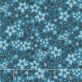 Holly & Hearth - Star Flowers Teal Yardage