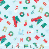 Christmas In Quilt Town - Christmas Tossed Motifs Blue Yardage