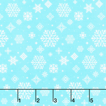 Christmas In Quilt Town - Snowflakes Blue Yardage