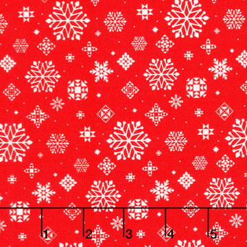 Christmas In Quilt Town - Snowflakes Red Yardage