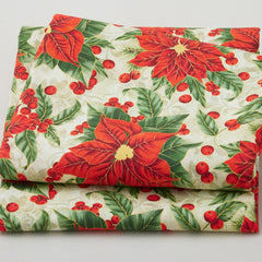 Festive Christmas Flowers - Cream 2 Yard Cut