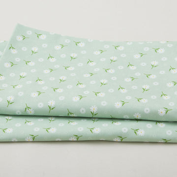 The Bright Side - Daises With Circles Of Dots Light Green 2 Yard Cut
