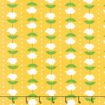 The Bright Side - Flower and Polka Dot Stripe Yellow Yardage