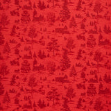 Holly Jolly Calico - Winter Scene Crimson Yardage
