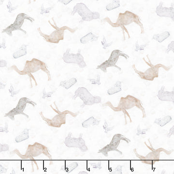 Silent Night - Tossed Animals Silver Yardage