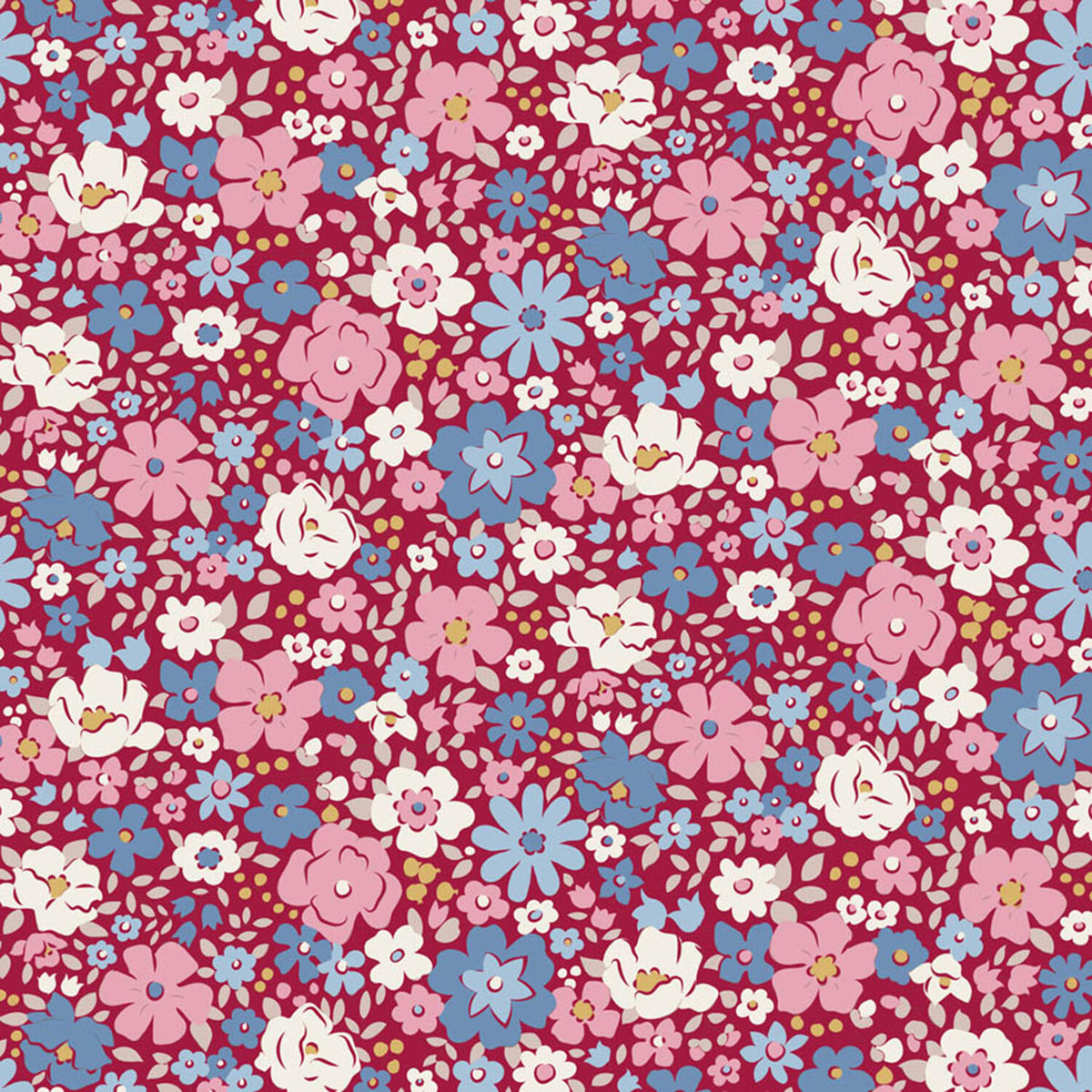 Village Life - Esther Burgundy Yardage