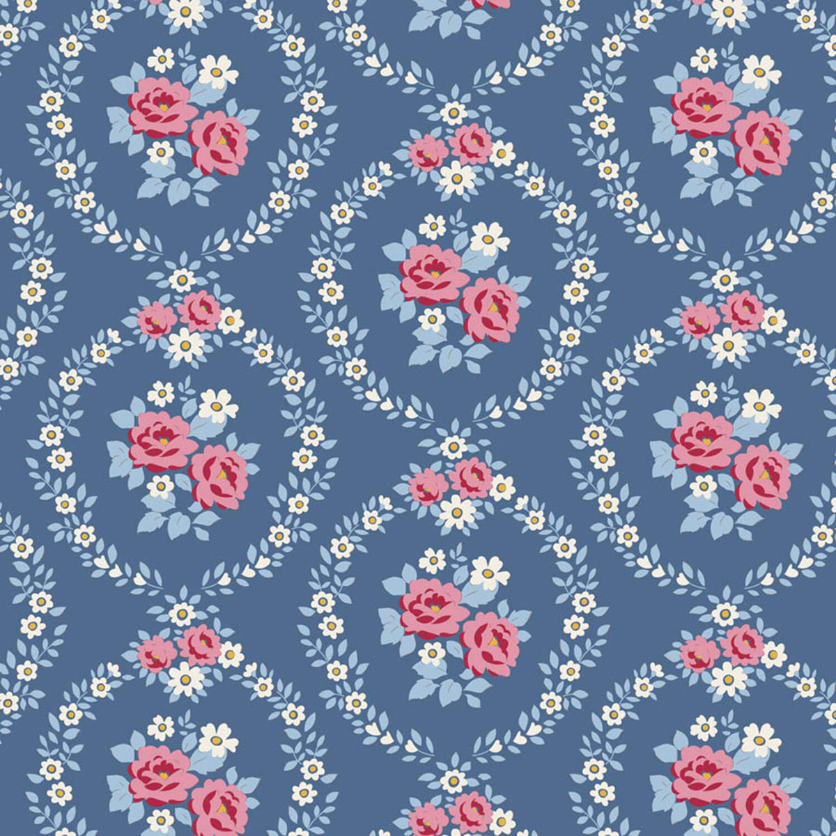 Village Life - Mable Blue Yardage