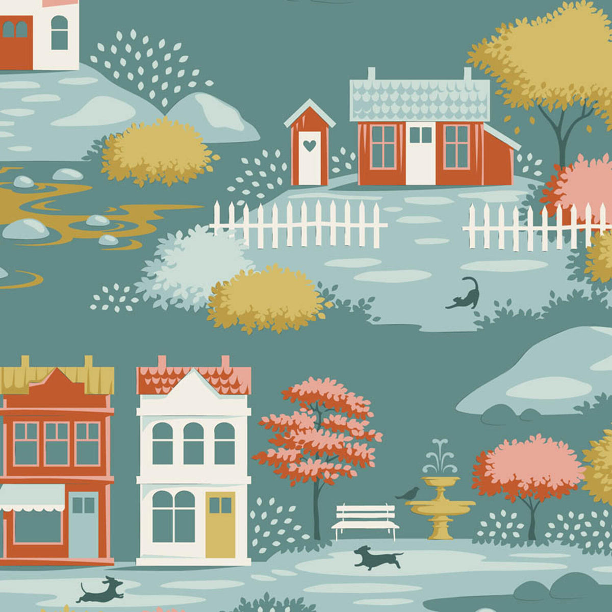 Village Life - Village Teal Yardage