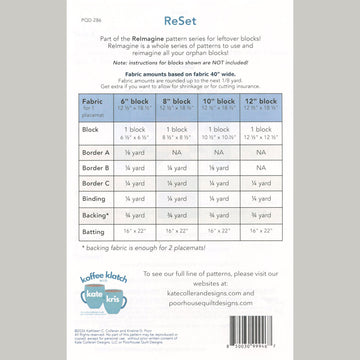 ReSet Placemats Pattern