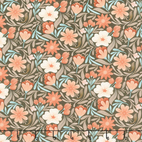 Perfect Blend - Floral Dark Brown Yardage
