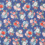 Americana - Tossed Bouquets Dark Denim Digitally Printed Yardage