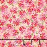 Fleur De Rose - Star Flowers Coral Yardage