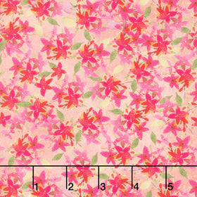 Fleur De Rose - Star Flowers Coral Yardage
