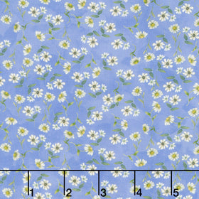 Sunflower Song - Daisies Light Periwinkle Digitally Printed Yardage