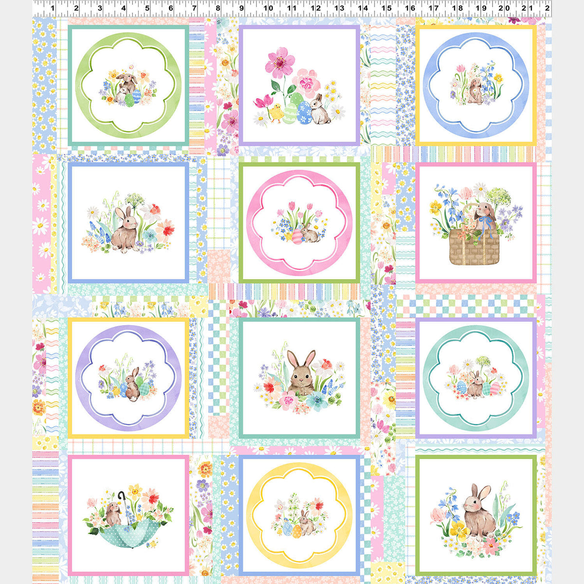 Spring Cheer - Rabbits Blocks Multi Panel