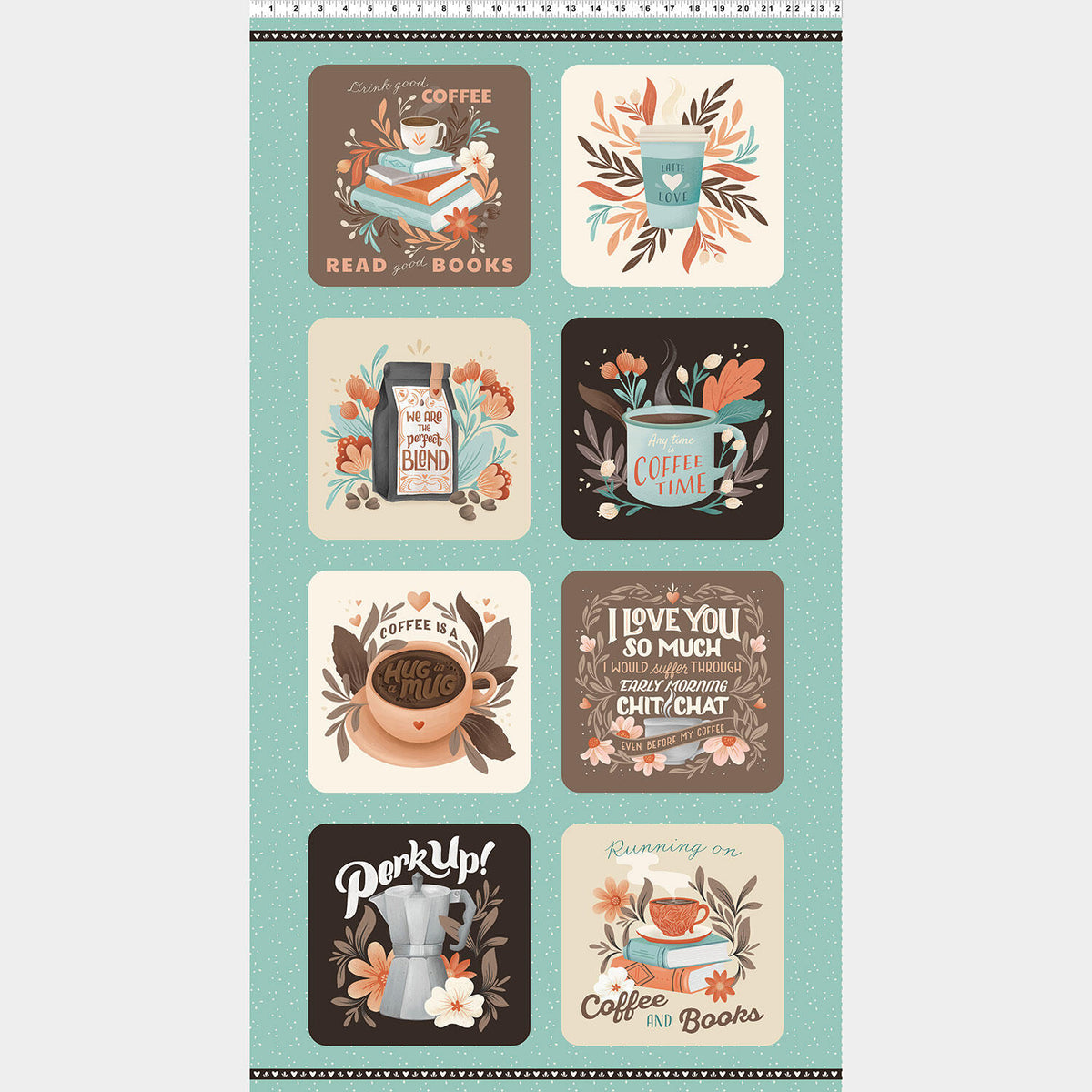 Perfect Blend - Coffee Turquoise Panel