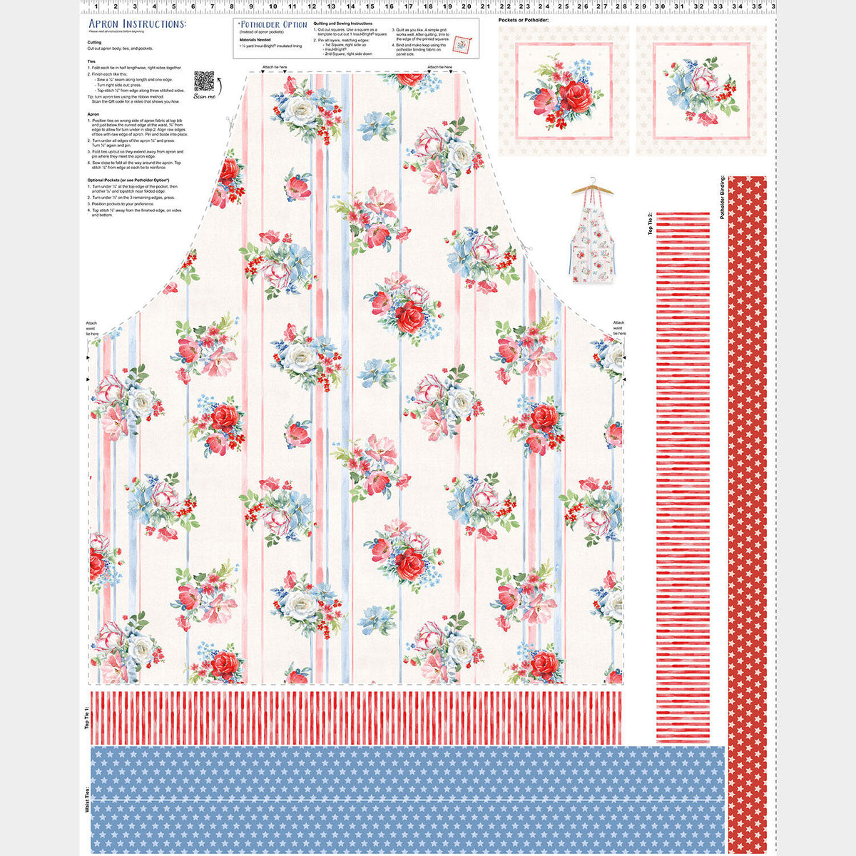 Americana - Apron Light Cream Canvas Digitally Printed Panel