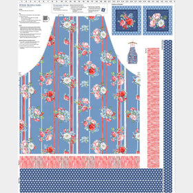 Americana - Apron Denim Canvas Digitally Printed Panel