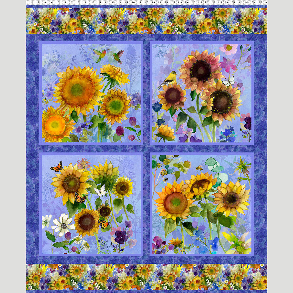 Sunflower Song - Sunflower Blue Digitally Printed Panel