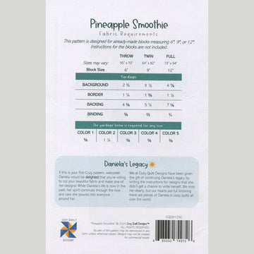 Pineapple Smoothie Quilt Pattern