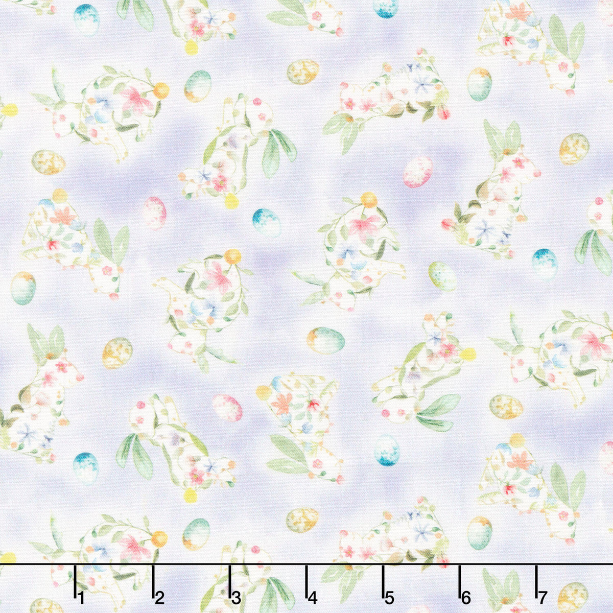 Basket Full of Blessings - Tossed Bunnies Lilac Yardage