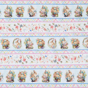 Basket Full of Blessings - Border Stripe Sky Blue Yardage