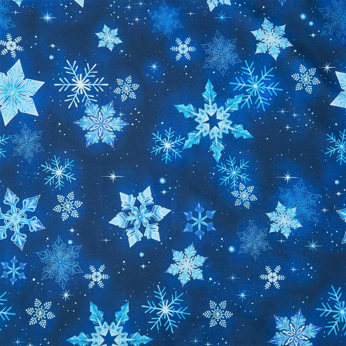 Crystal Cascade - Large Snowflakes Blue 108" Wide Backing