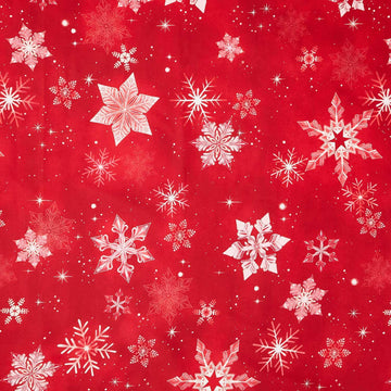 Crystal Cascade - Large Snowflakes Red 108" Wide Backing