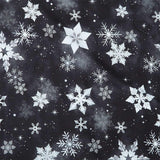 Crystal Cascade - Large Snowflakes Black/White 108" Wide Backing