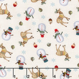 Nordic Holiday Village - Tossed Reindeer Cream Multi Yardage