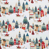 Nordic Holiday Village - Santa Scene Cream Multi Yardage