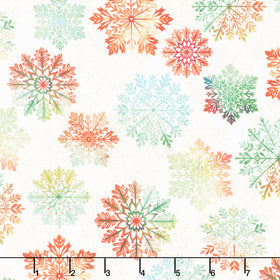 Sweet Christmas Memories - Snowflake Toss Cream Digitally Printed Yardage