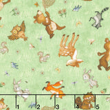 Happy Campers - Frolicking Friends Green Yardage