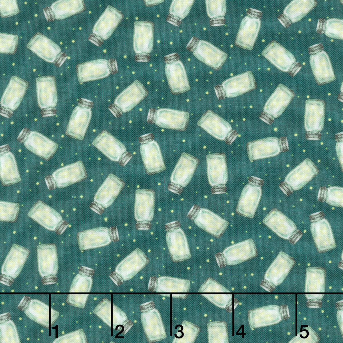 Happy Campers - Fireflies Lime Dark Teal Yardage